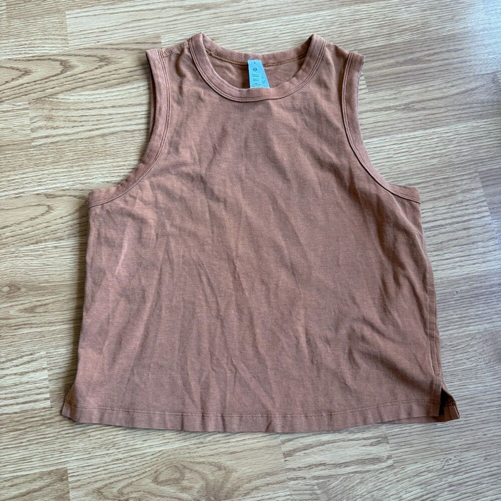 Lululemon Classic-Fit Cotton-Blend Tank Top in Butternut Brown Size 4 - Picture 2 of 5